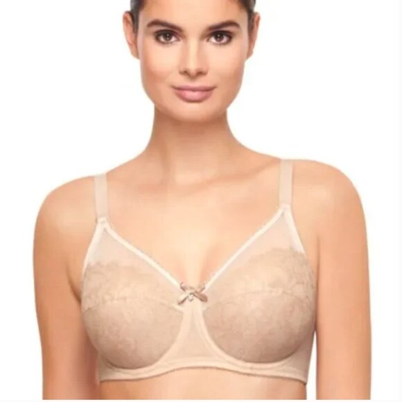 Wacoal 855186 Retro Chic Full Figure Underwire Lace Bra in Toast Size 44H NEW - Picture 1 of 11
